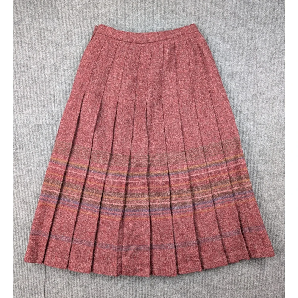 Edinburg Woollen Mill Skirt Suit Set Women 10 3 Piece Vintage Red Pleated Retro - Picture 8 of 16